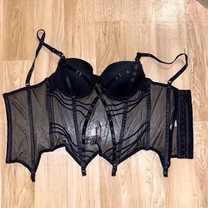 Black Sheer Mesh Bustier